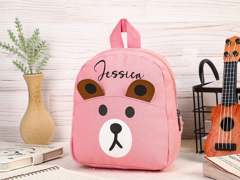 Personalized Toddler Backpack, Bear Backpack with Name, Kids Name Backpack, Monogrammed Preschool Backpack, Toddler Gift, Easter Gift zdjęcie 7
