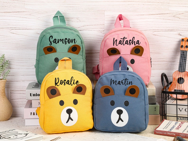 Personalized Toddler Backpack, Bear Backpack with Name, Kids Name Backpack, Monogrammed Preschool Backpack, Toddler Gift, Easter Gift zdjęcie 2