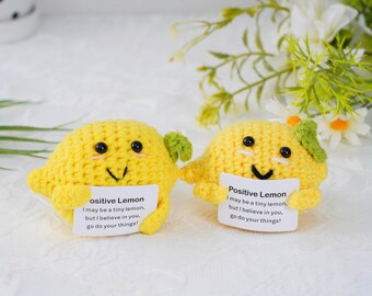 Positive lemon, Handmade Crochet mini Caring Carrot, Emotional Support lemon, Affirmation gift