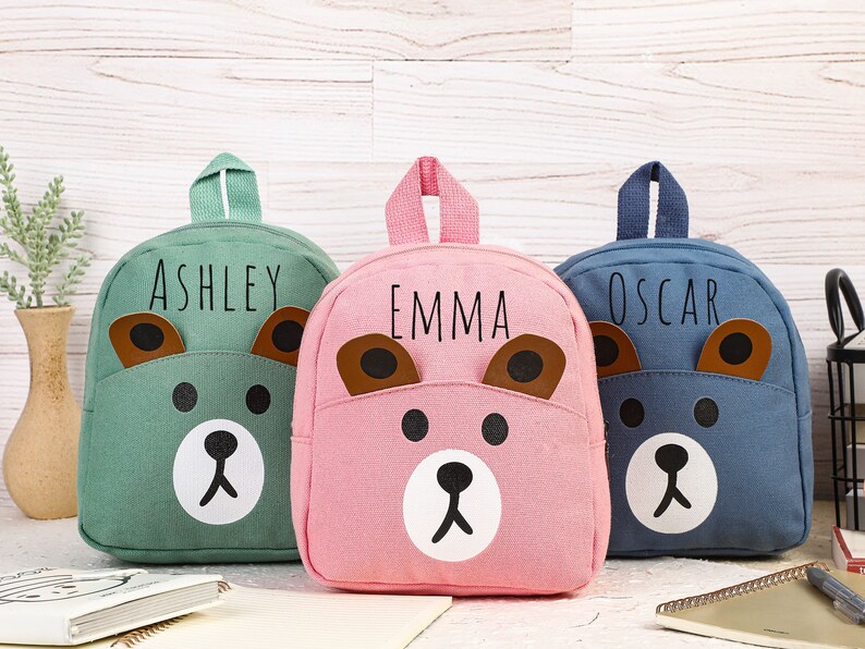 Personalized Toddler Backpack, Bear Backpack with Name, Kids Name Backpack, Monogrammed Preschool Backpack, Toddler Gift, Easter Gift zdjęcie 4