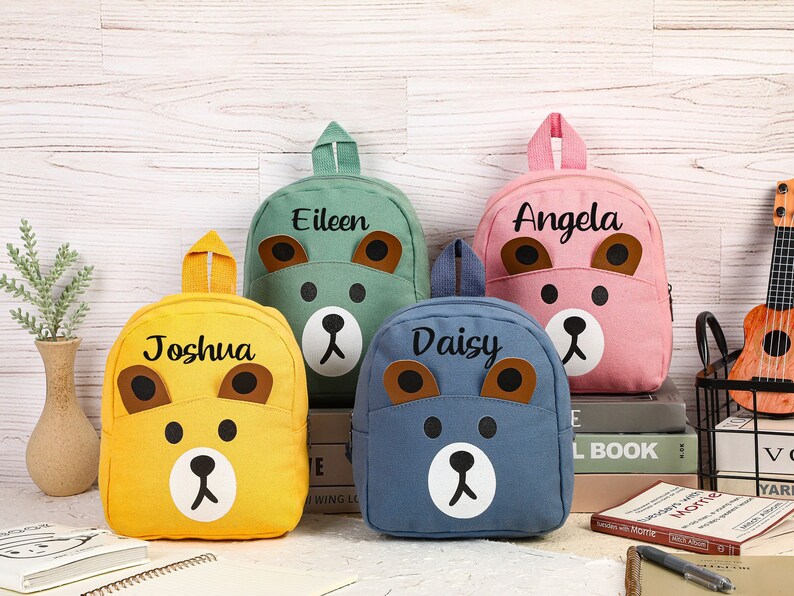 Personalized Toddler Backpack, Bear Backpack with Name, Kids Name Backpack, Monogrammed Preschool Backpack, Toddler Gift, Easter Gift zdjęcie 1