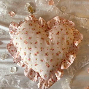 Liana Floral Ruffled Heart Cushion