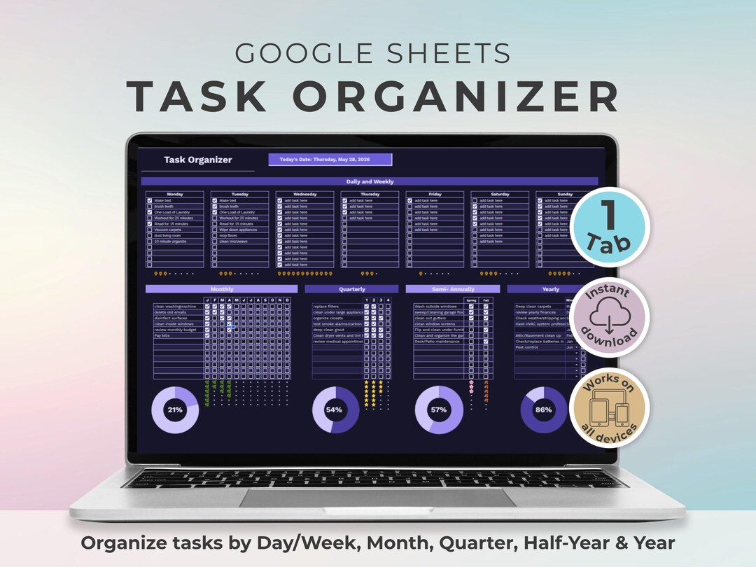 Task Tracker Google Sheets Dark Mode, Task Manager, to Do List ...