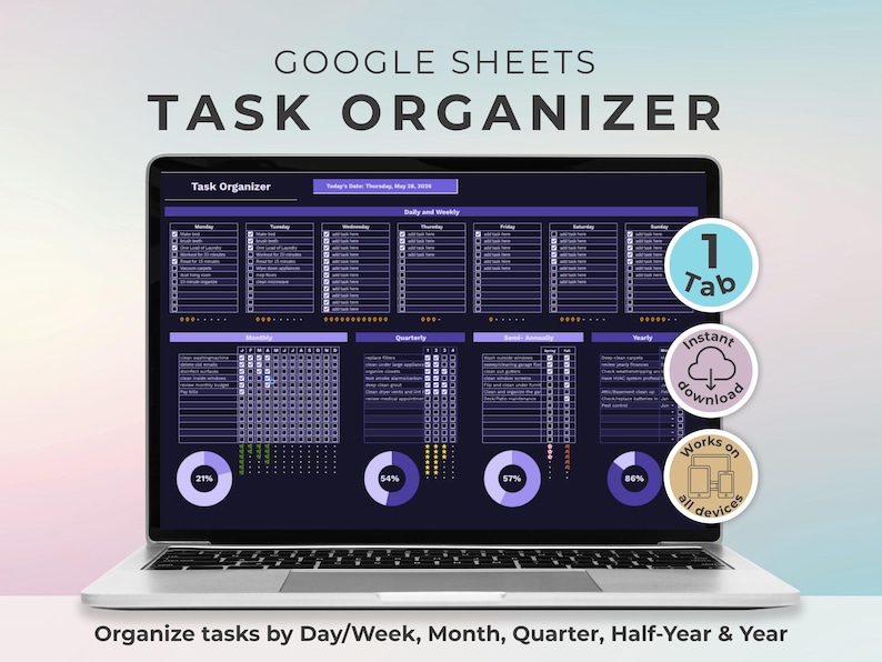 Task Tracker Google Sheets Dark Mode, Task Manager, to Do List ...