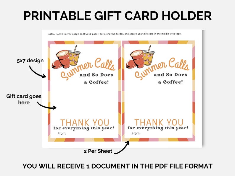 End of School Year Teacher Gift Card Holder Printable, Last Day of ...