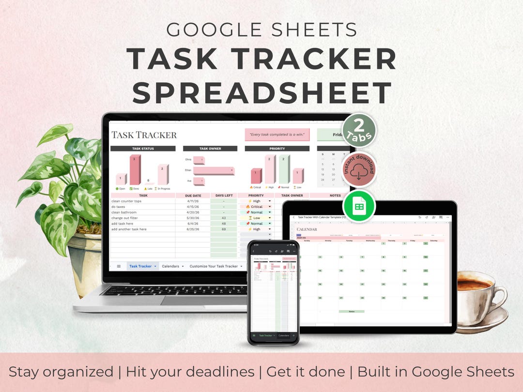 Task Tracker Google Sheets To-do List Productivity Spreadsheet - Etsy