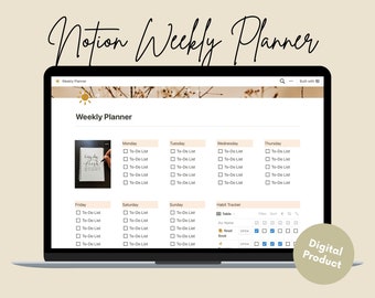 Notion Weekly Planner Template: All-in-One Digital Agenda (Digital Download)