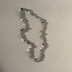Mixed Gemstone + Freshwater Pearl Necklace - Hand Knotted - 17”