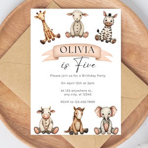 Farm Birthday Invitation Template, Farm Invitation, Farm Animals Invite, Barnyard, Barn Animals Party, Ranch Kids Party
