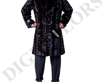 Luxury Real Black Mink Fur Trench Coat For Men | Long Winter Overcoat | Handmade Vintage Style Fur Jacket | Warm Fur Coat | Gift For Him