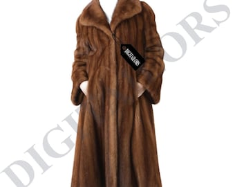 Brown Real Mink Fur Long Coat For Women Luxurious Coat For Girls | All Sizes | Handmade | Custom Made | Gift For Her