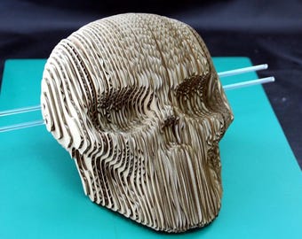 Puzzle 3D a forma di teschio tagliato al laser - File SVG e DFX - Scarica ora