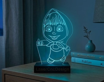 Lampada con design di Masha e Orso tagliata al laser (download digitale)