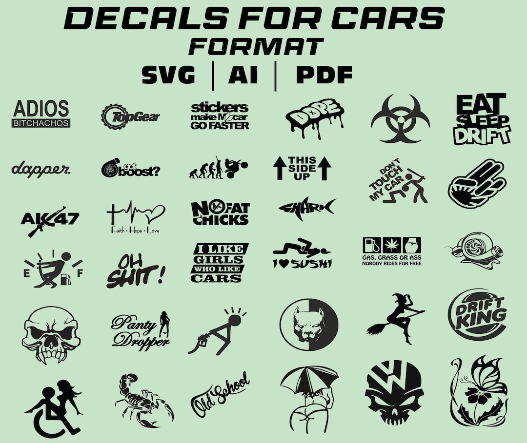 Car Stickers SVG Bundle, Car Stickers SVG, Car Window Stickers, Car ...