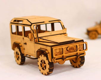 Laser Cut Wooden Land Rover 4×4 Jeep 3D Puzzle DFX Cdr SVG Files Download now