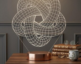 Design di lampada a illusione 3D, file a spirale toroidale tagliato al laser (download digitale)