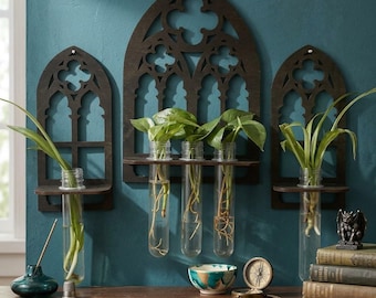 Supporto per la propagazione delle piante tagliato al laser: vasi da parete rustici in legno (download digitale)