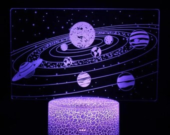 Lampada a illusione 3D del sistema solare tagliata al laser, file SVG DFX scaricabile ora