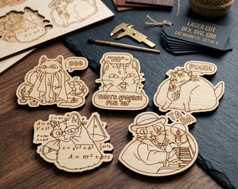 Spille a forma di gatto tagliate al laser, regali - File SVG da scaricare ora