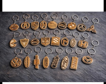 Portachiavi in legno con logo auto: file per taglio laser (download digitale - svg, dxf, ai, eps)