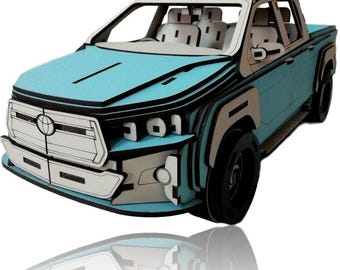 Arquivo CDR do quebra-cabeça 3D de madeira cortado a laser do caminhão Toyota Hilux