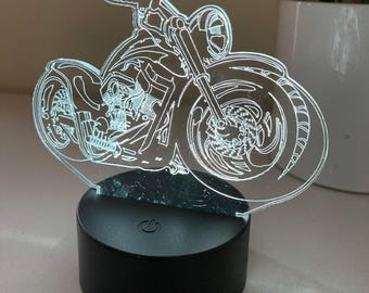 File CDR per lampada a illusione 3D di moto tagliata al laser, scaricalo ora.