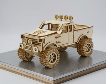 Arquivo CDR do quebra-cabeça 3D de caminhão monstro de madeira cortado a laser. Baixe agora!