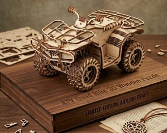 Puzzle 3D in legno ATV Quad Bike tagliato al laser, file CDR, scaricalo ora.