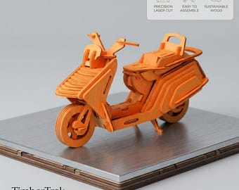 Quebra-cabeça 3D de motocicleta Lambretta cortada a laser em arquivo CDR. Baixe agora!