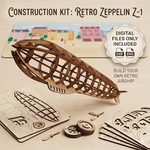3D Zeppelin Laser Cut File | Steampunk Airship Model DXF SVG (Digital Download)
