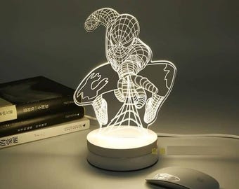 Lampada notturna a illusione 3D di Spider-Man tagliata al laser (DFX), file CDR, scaricabile ora.