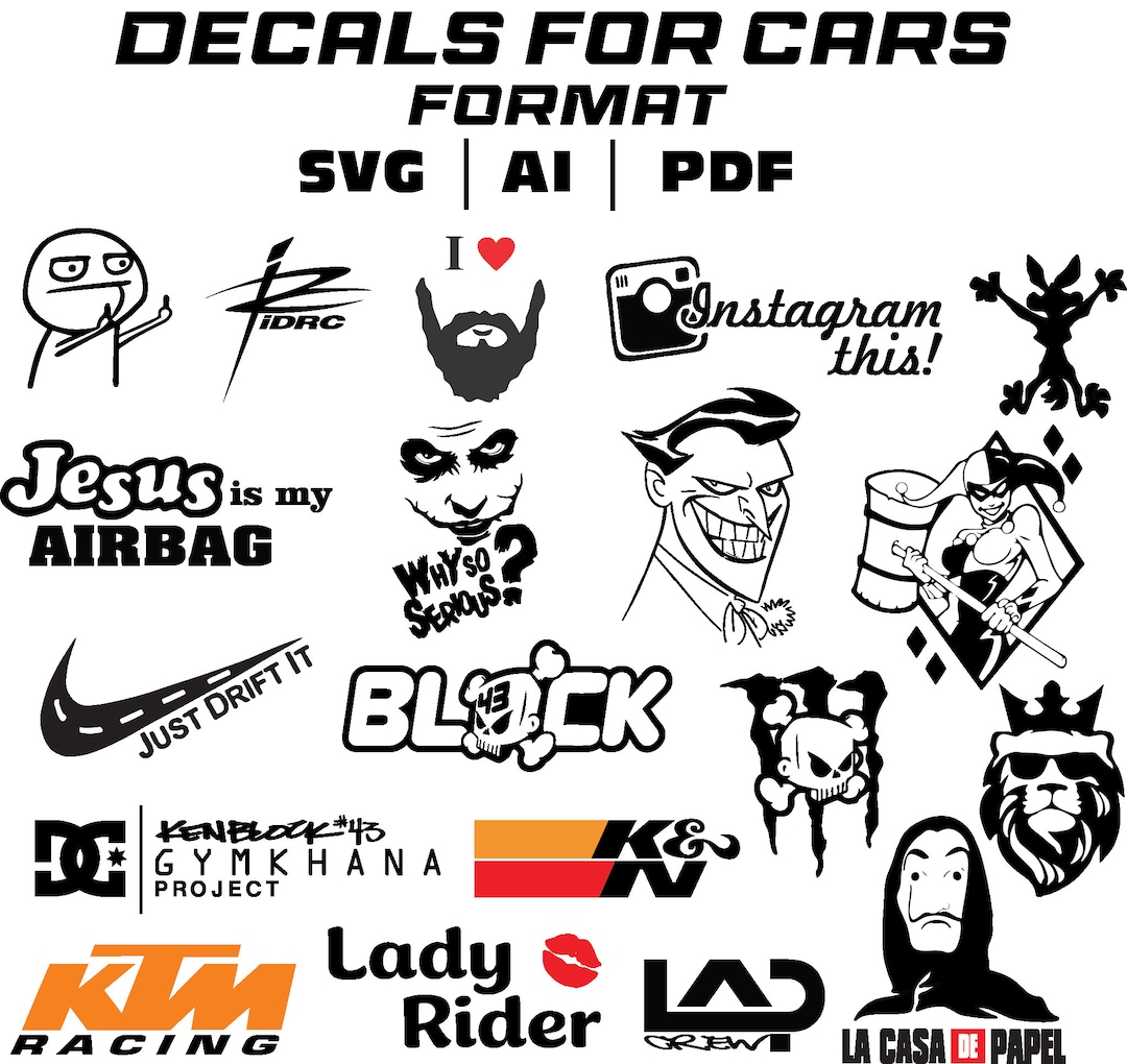 Car Decal SVG Bundle, Car Sticker SVG, SVG for Cricut , Car Window ...