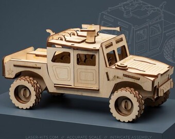 Arquivo CDR do quebra-cabeça 3D de caminhão blindado militar cortado a laser