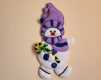 Handmade Christmas Snowman, Christmas Ornament - Christmas felt decor, hanging ornaments, decoracion navideña de fieltro, muñeco nieve