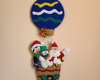 Handmade Christmas Santa Claus Ballon, Christmas Ornament - Christmas felt decor, hanging ornaments, decoracion navideña de fieltro, santa