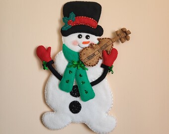 Handmade Christmas Snowman, Christmas Ornament - Christmas felt decor, hanging ornaments, decoracion navideña de fieltro, muñeco nieve