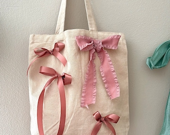 Handmade Bow Tote Bag: Pink Ballet Dance Bag