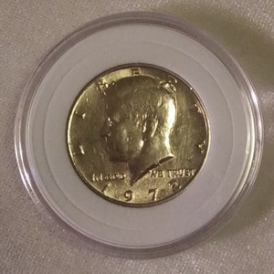 1972 JFK Kennedy Half Dollar (No Mint Mark) AU Condition US Coin Enclosed in Hard Plastic