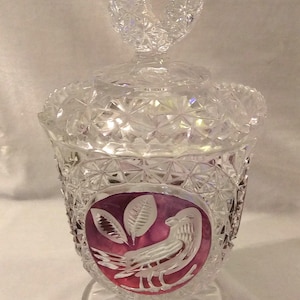 Rubí rojo rubí de Hotbauer Ruby Byrdes antiguo, cristal de plomo alemán