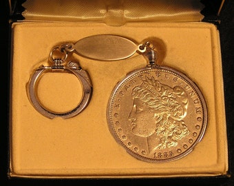 1885 P Morgan 90% Silver Dollar MS60 Plus Condition in Key Chain in Hard Case Box Free Shipping