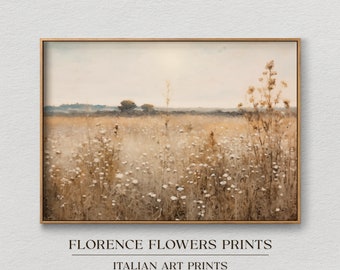 Printable Wildflower | Printable Landscape Oil Painting | Vintage Landscape Art Print | Country Field Wall Art Digital Download