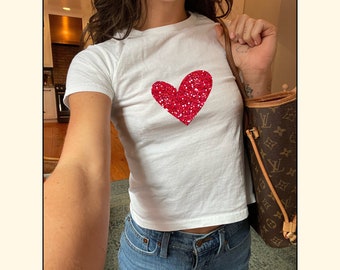 RED HEART BREAKER T-shirts bébé coeurs T-shirt bébé années 90 T-shirt bébé années 90 T-shirt bébé coquette années 90