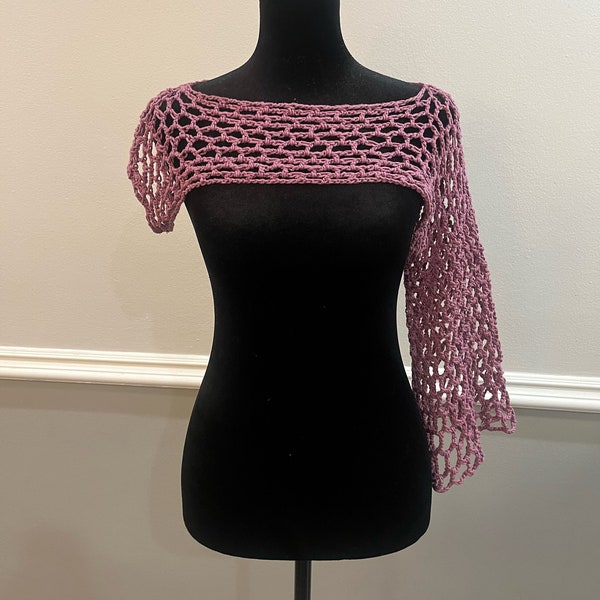 Handmade Crochet Fishnet Top, One Sleeve