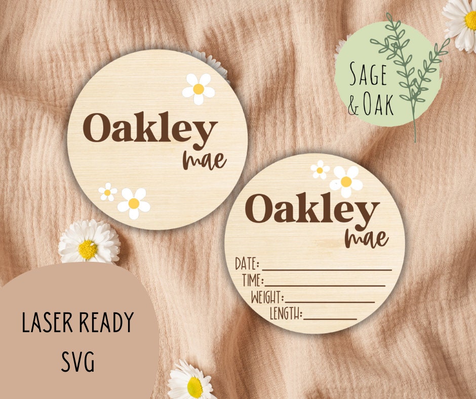 Personalized Daisy Baby Birth Sign Svg L Baby Announcement Sign Laser