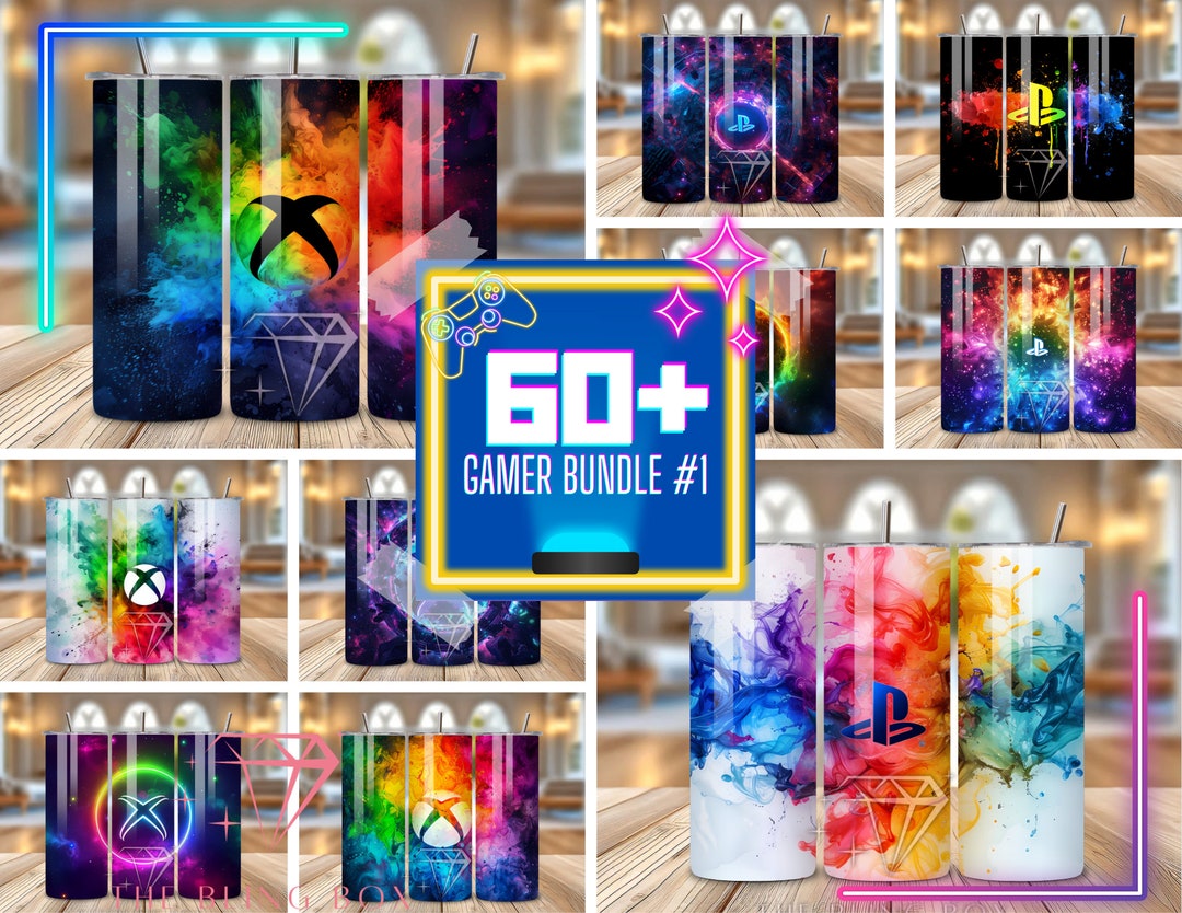 Neon Gamer Vibes: 20 Oz Skinny Tumbler Sublimation Design - Digital PNG ...