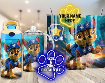 Digital Sublimation Tumbler Wrap design for 12 oz and 20 oz Skinny Tumblers - Cute Puppy Kids Cute Boy Dog