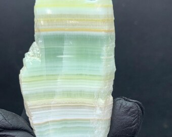 Polished Caribbean Banded Calcite Slice | Natural Afghanistan Crystal, 62g, Decorative Mineral