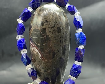 Afghan Lapis Lazuli Bracelet: Handcrafted Gemstone Stretch Bracelet