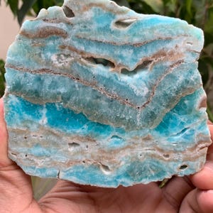 Natural Blue Aragonite Slice 206g Afghanistan Polished Crystal Stone Healing Mineral Specimen Decorative Collectible
