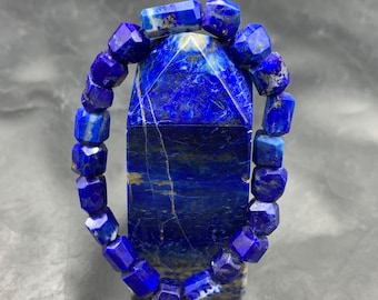 Afghan Lapis Lazuli Bracelet | Handcrafted Gemstone Stretch Jewelry
